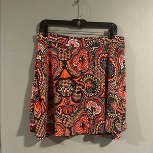 Forever 21 Colorful Lined A-Line Flare Back Zip Skirt‎ Size L